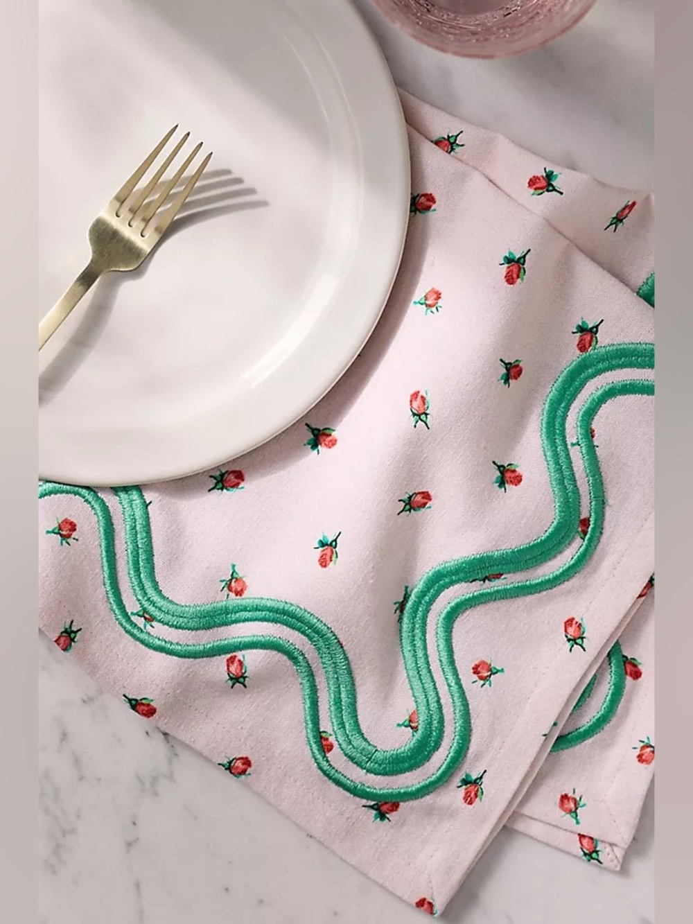 Anthropologie Madeline Napkins, Set of 2 Tulip Pink